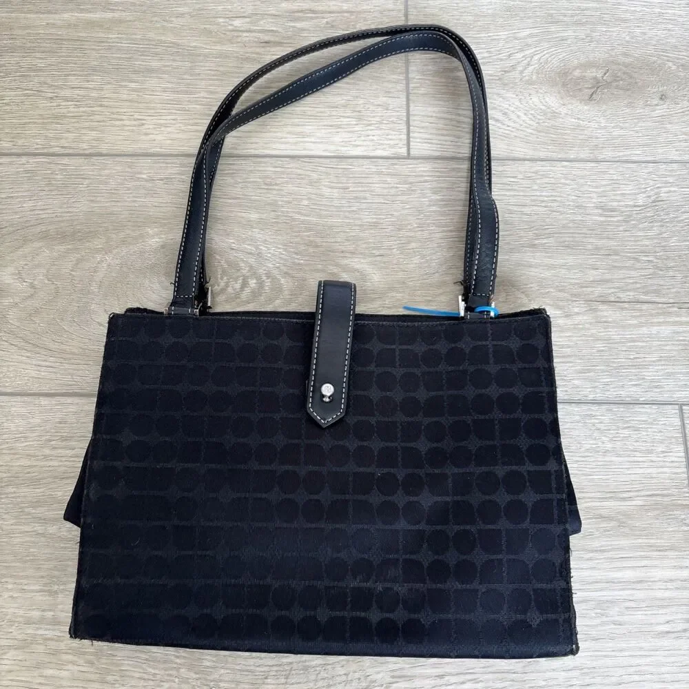 Kate Spade - Vintage Dot Noel Satchel Tote Bag 90s Retro Y2K Embroidered Black